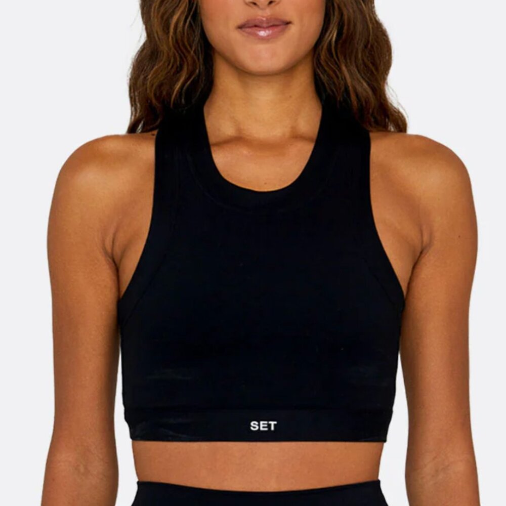 Set Active Onyx Black Sportbody High Neck Sports Bra Size M